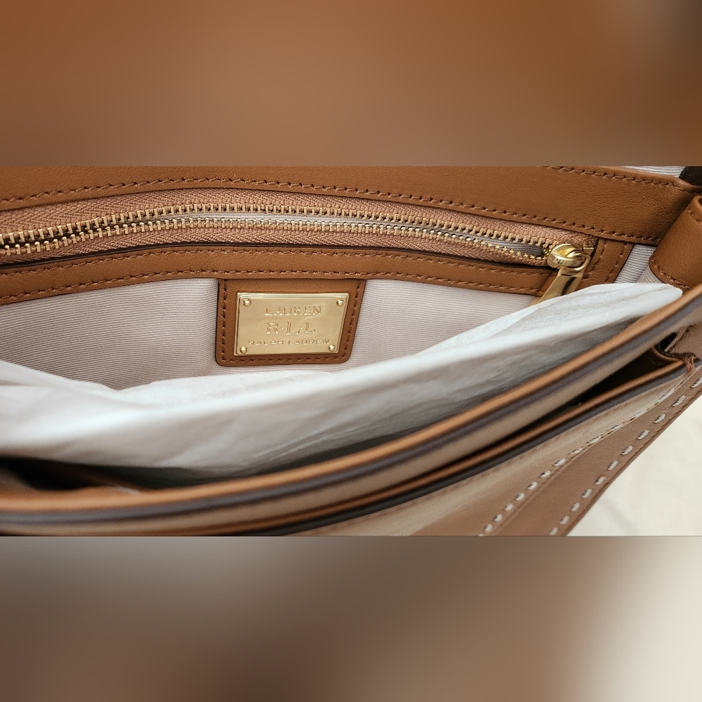 Lauren Ralph Lauren White and Brown Shoulder /Clutch Bag - Picture 6 of 13